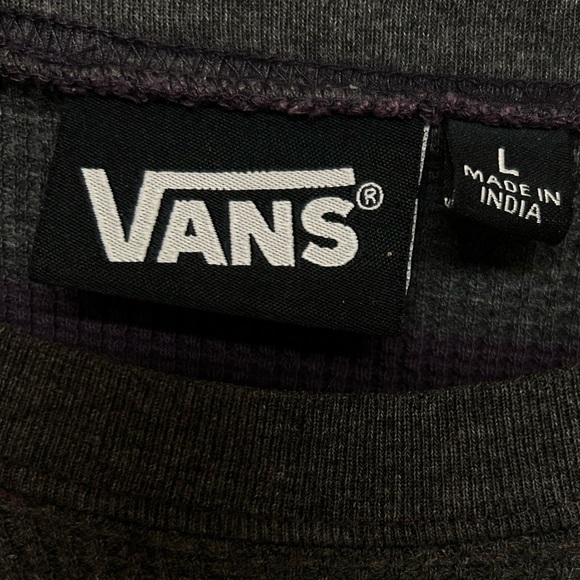 Vans Long Sleeve Crew Neck Waffle Tee in Purple & Charcoal Grey (Youth/Boys L) - Picture 3 of 11